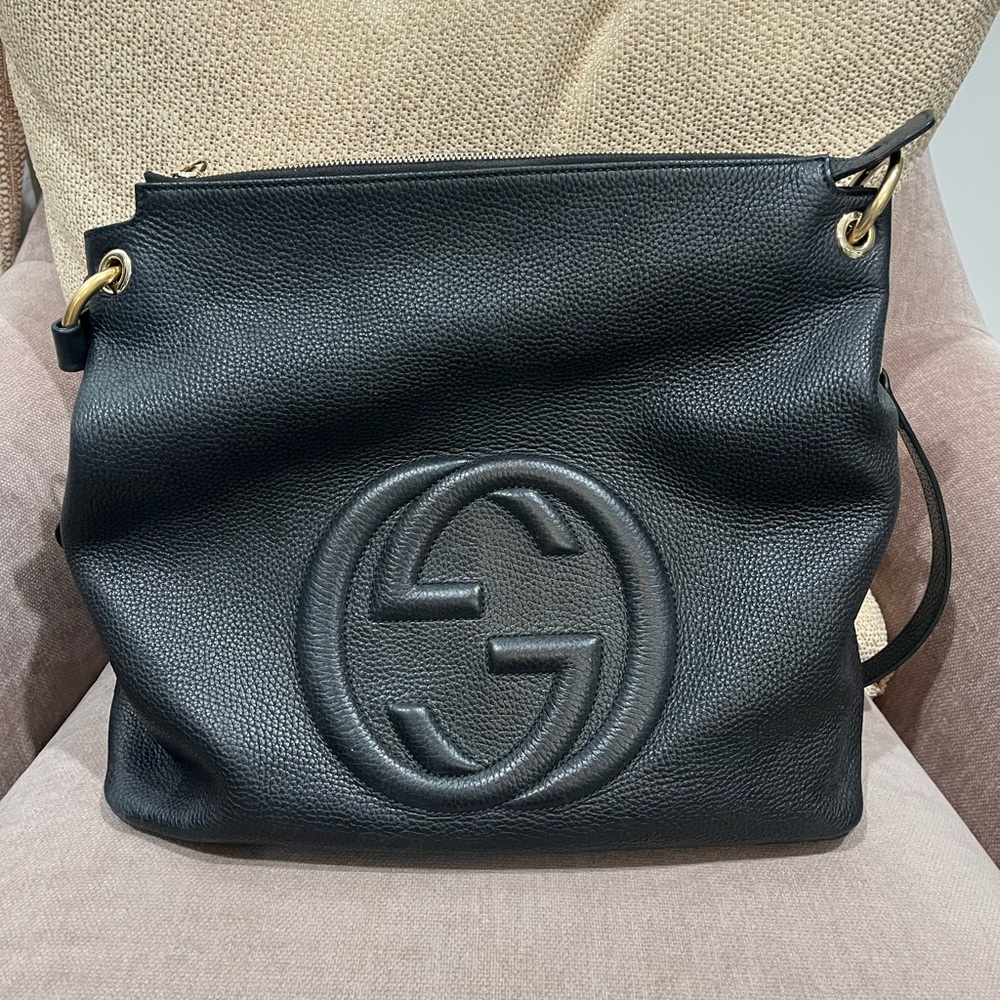 Gucci soho black pebble leather tote